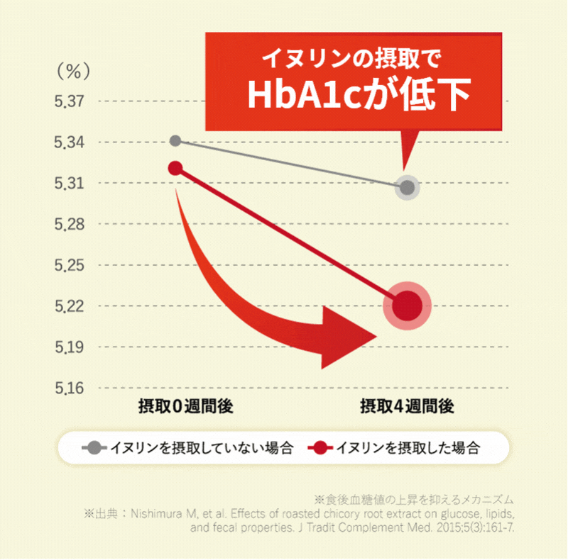 イヌリンの摂取でHbA1cが低下